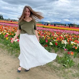 Pleated Polka Dot Skirt